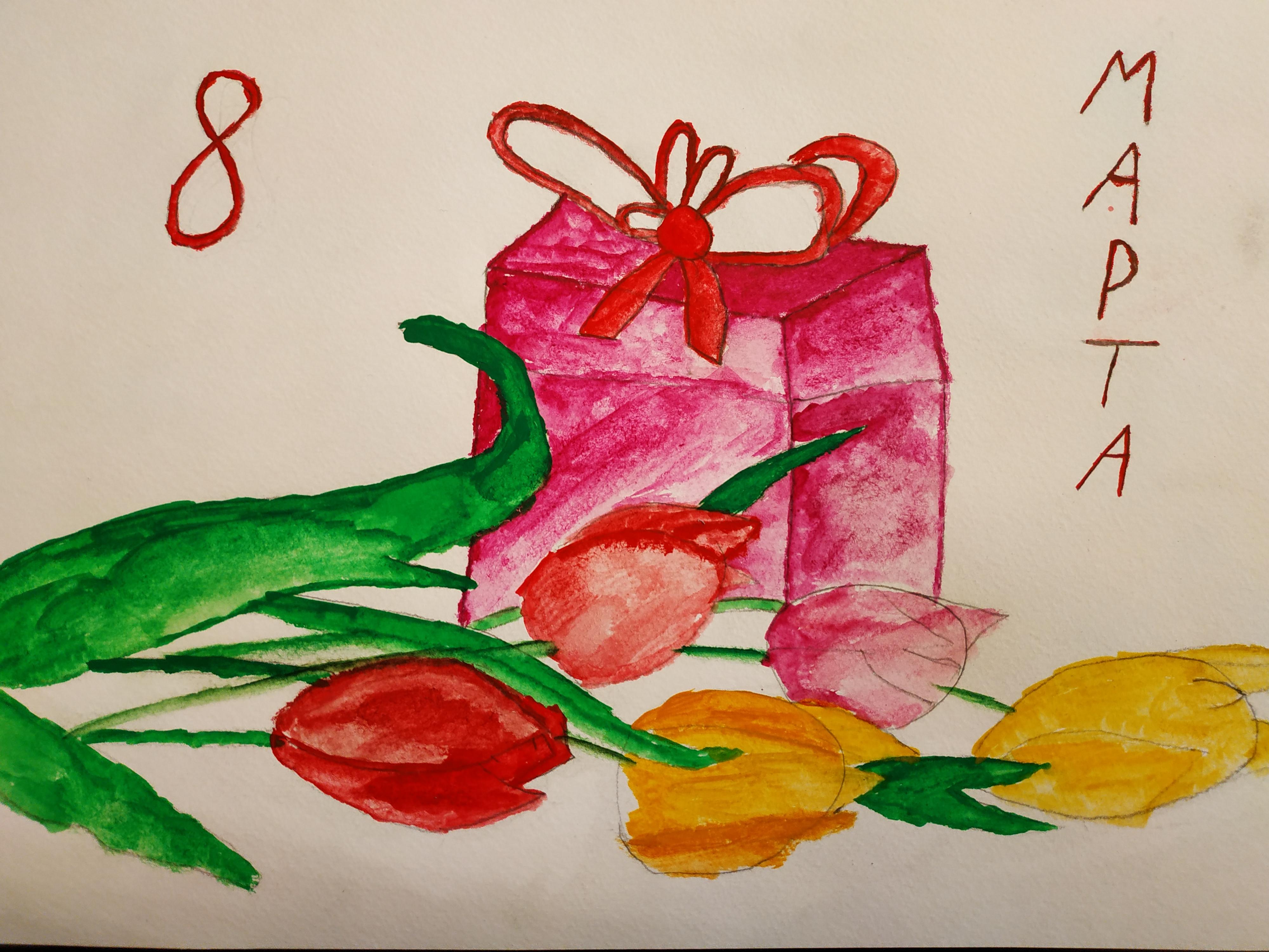 Подарок с тюльпанами