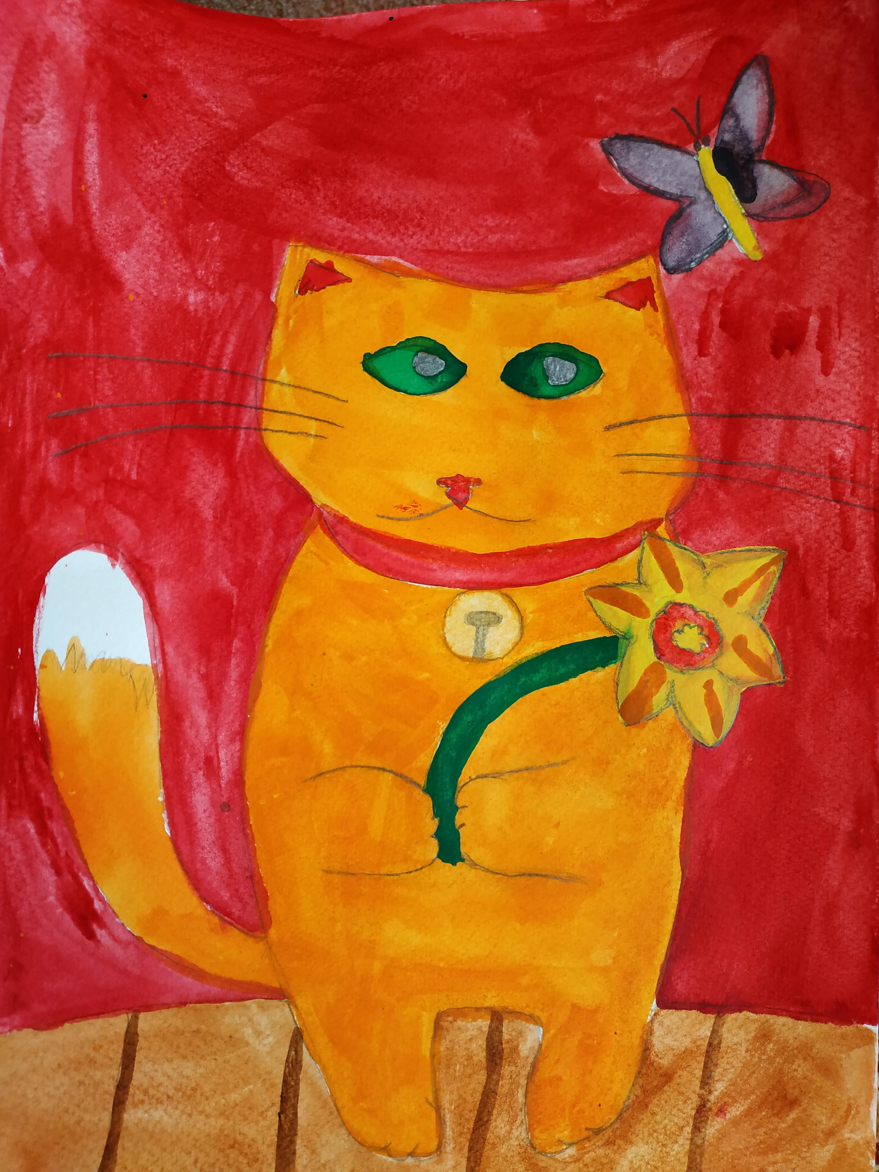 Котик с цветочком