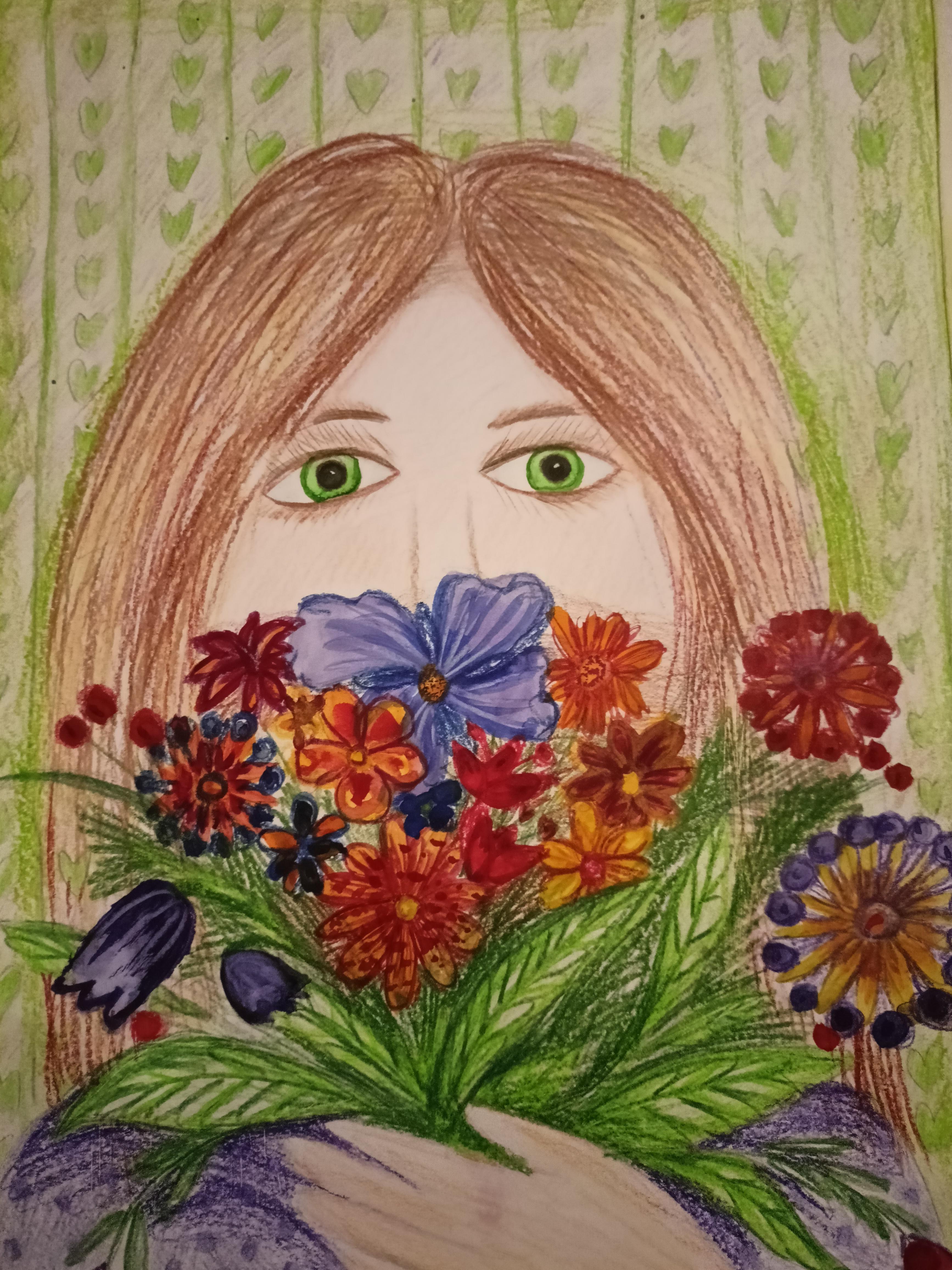 Мама с букетом